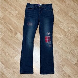 Old Navy Blue Skinny Jeans with Classic Fading Plaid Accents. Comfy Casual